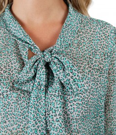 Viscose blouse with scarf collar