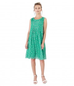 Printed veil dress with front folds