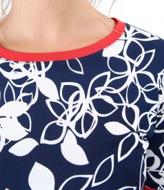 Elastic jersey blouse with embossed print