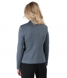 Elastic brocade jacket with geometric motifs