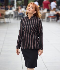 Viscose blouse with metallic wire