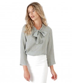 Viscose blouse with scarf collar