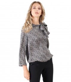 Viscose blouse with scarf collar