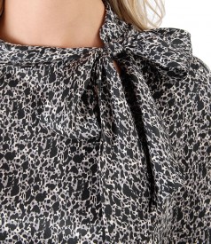 Viscose blouse with scarf collar