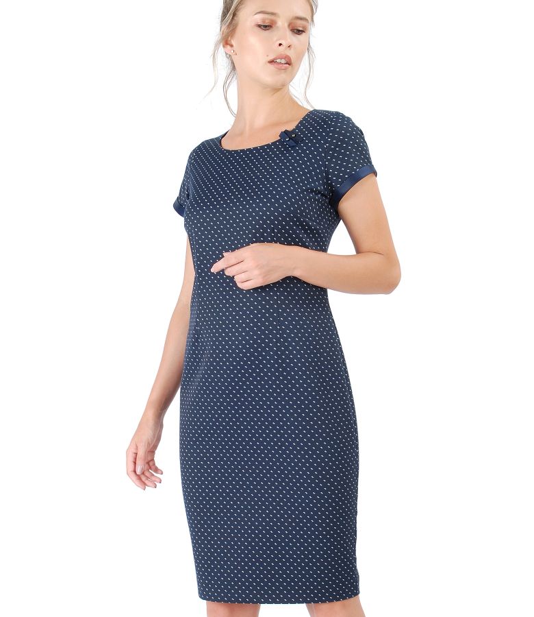 Elegant cotton dress with pearls inserts