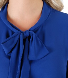 Blouse with long sleeves and scarf collar