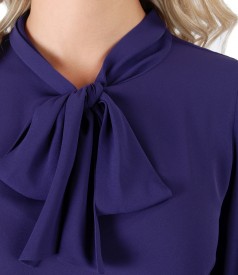 Blouse with long sleeves and scarf collar