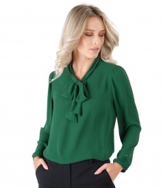 Blouse with long sleeves and scarf collar