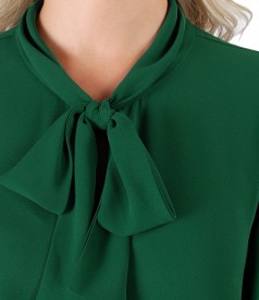 Blouse with long sleeves and scarf collar