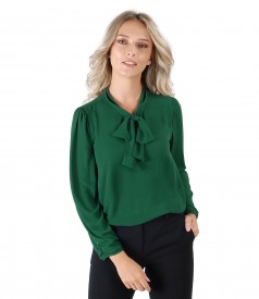 Blouse with long sleeves and scarf collar