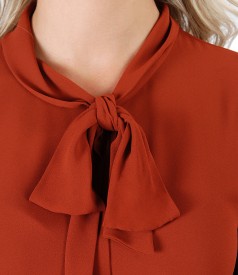 Blouse with long sleeves and scarf collar