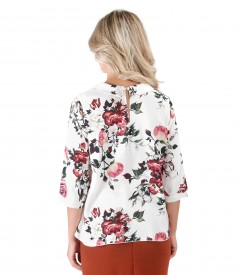 Viscose blouse with roses print