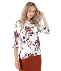 Viscose blouse with roses print