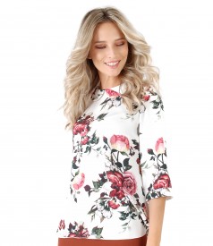 Viscose blouse with roses print