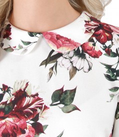 Viscose blouse with roses print