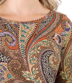 Elastic jersey blouse with digital print