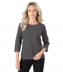 Thick jersey blouse with stripes