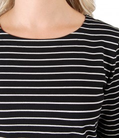 Thick jersey blouse with stripes