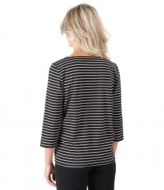 Thick jersey blouse with stripes