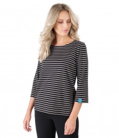 Thick jersey blouse with stripes