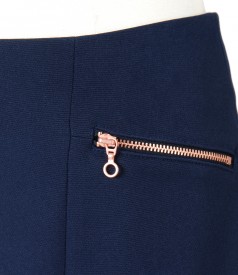 Office skirt with metallic zippers