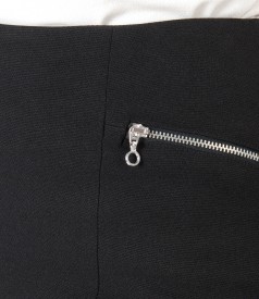 Office skirt with metallic zippers