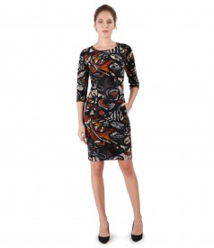 Velvet dress with floral brocade