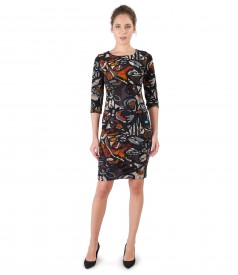 Velvet dress with floral brocade