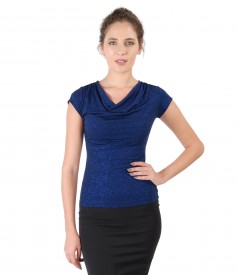 Elastic jersey blouse with glossy effect