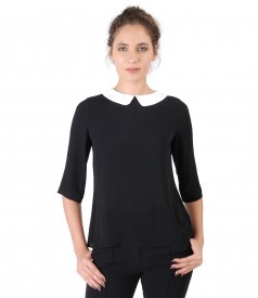 Viscose blouse with round collar