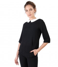 Viscose blouse with round collar