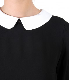 Viscose blouse with round collar