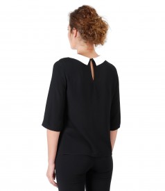 Viscose blouse with round collar