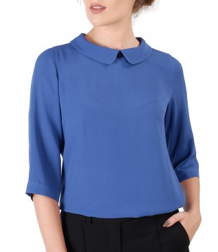 Viscose blouse with round collar