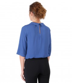 Viscose blouse with round collar