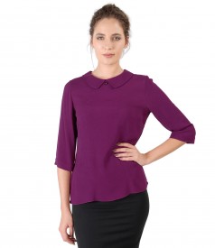 Viscose blouse with round collar