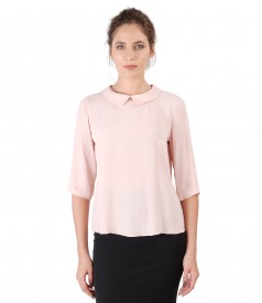 Viscose blouse with round collar