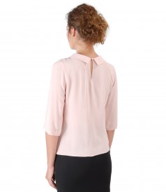 Viscose blouse with round collar