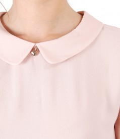 Viscose blouse with round collar