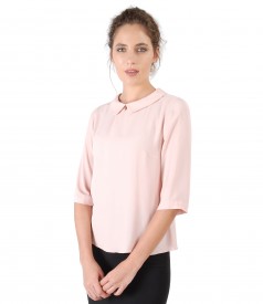 Viscose blouse with round collar