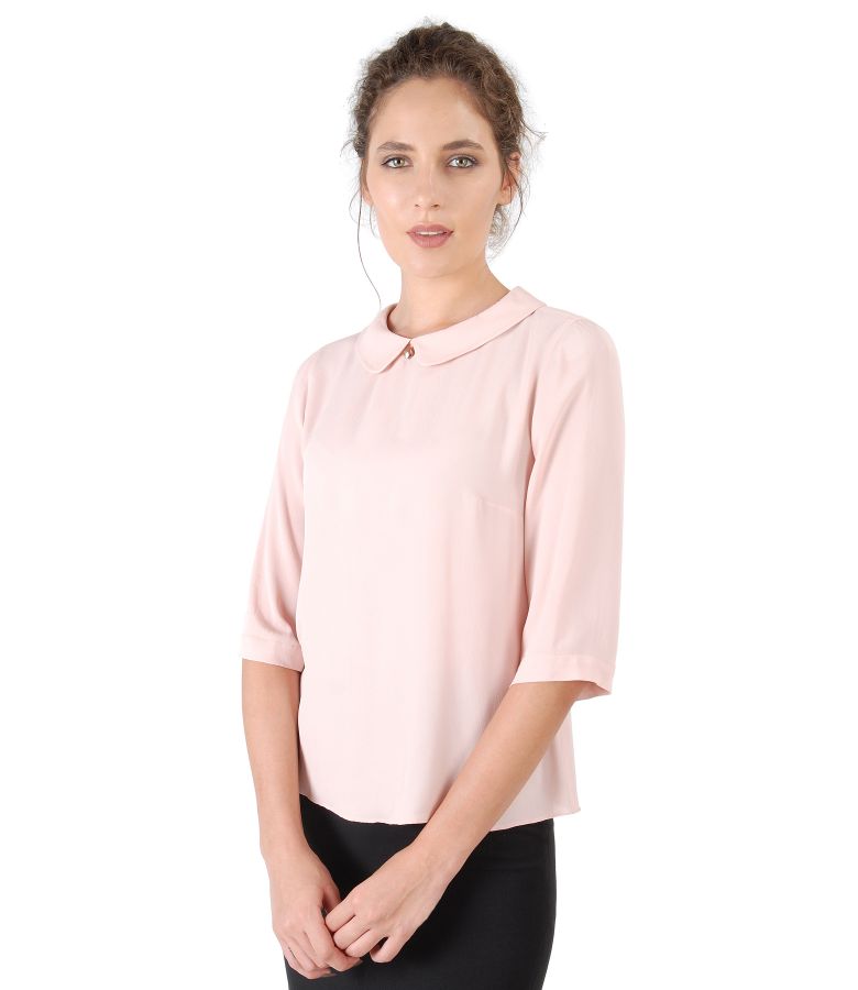 Viscose blouse with round collar