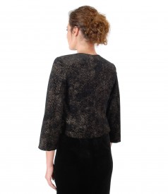 Bolero made of printed elastic velvet