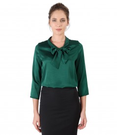 Viscose blouse with scarf collar