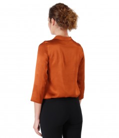 Viscose blouse with scarf collar