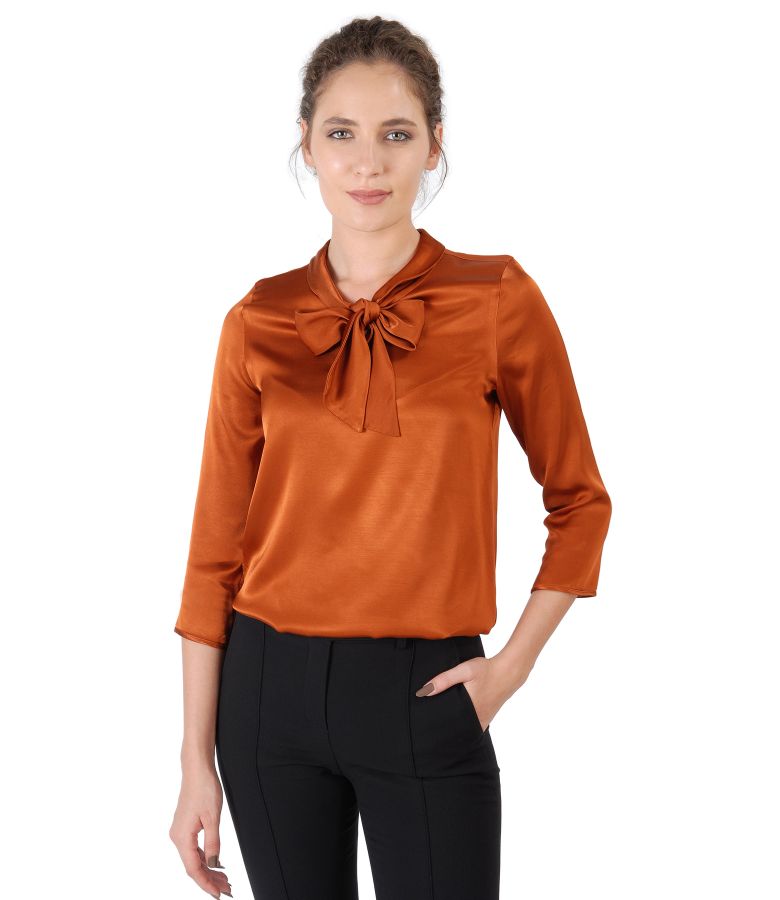 Viscose blouse with scarf collar