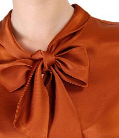 Viscose blouse with scarf collar