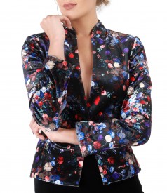 Velvet jacket with floral motifs
