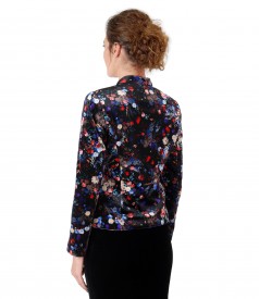 Velvet jacket with floral motifs