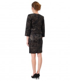 Velvet dress and jacket with golden print