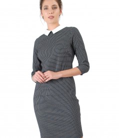 Office dress made of thick elastic jersey with a white collar